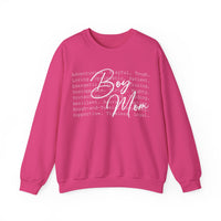 Boy Mom Typography – Gildan Heavy Blend | Trendy Women’s Soft Sweatshirt. Direct to Garment. Printed & Shipped in the USA. Unisex Sizes.