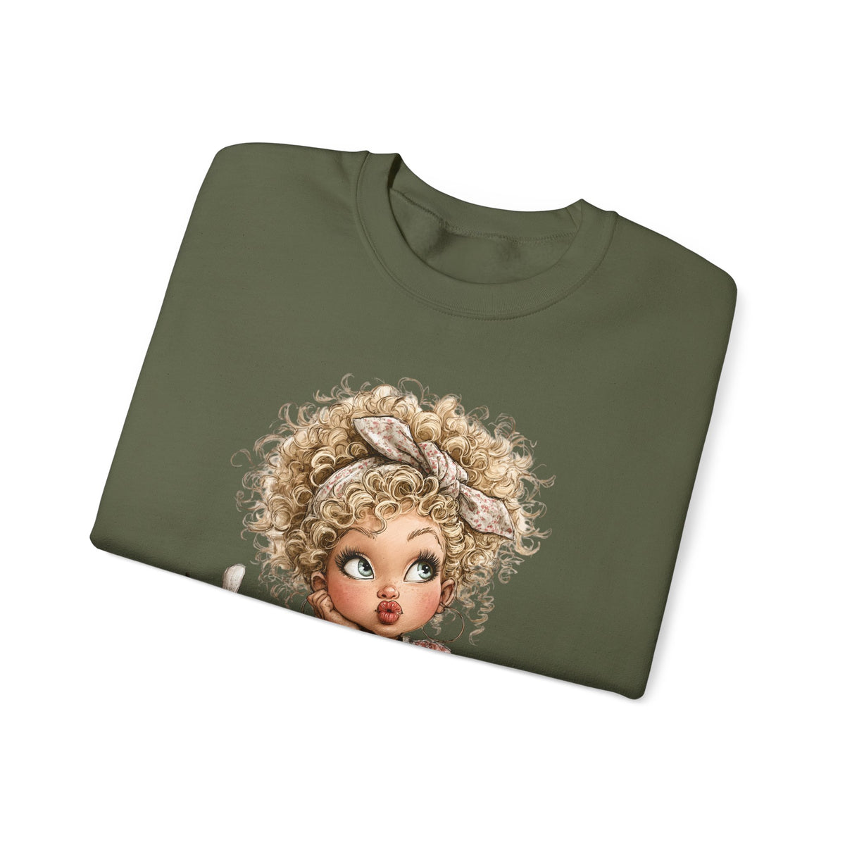 Cute Artist Curly Girl – Gildan Heavy Blend | Trendy Women’s Soft Sweatshirt. Direct to Garment. Printed & Shipped in the USA. Unisex Sizes.