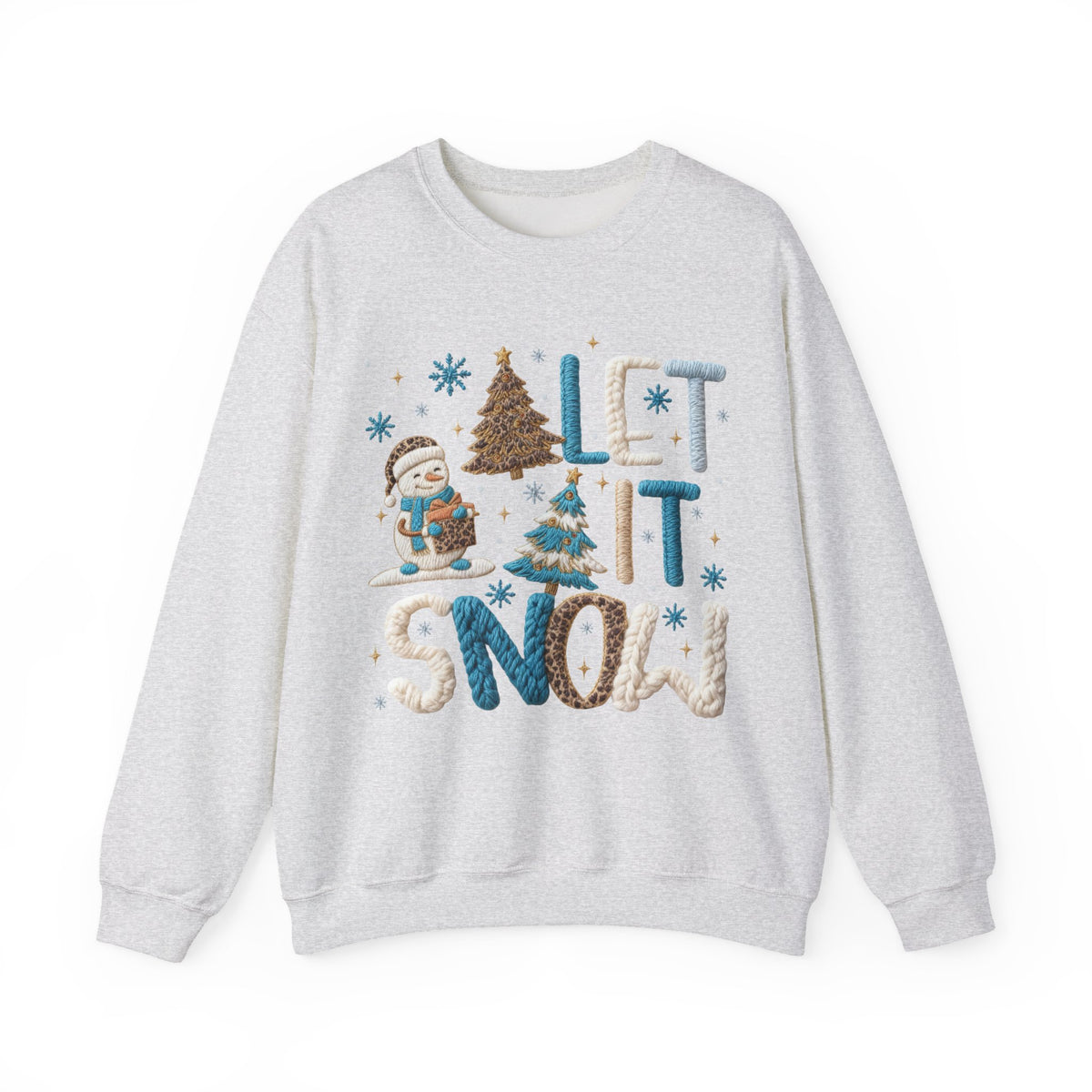 Let It Snow, Snowman – Gildan Heavy Blend | Trendy Women’s Soft Sweatshirt. Direct to Garment. Printed & Shipped in the USA. Unisex Sizes.