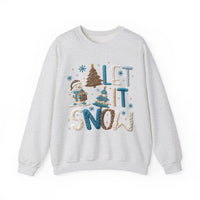 Let It Snow, Snowman – Gildan Heavy Blend | Trendy Women’s Soft Sweatshirt. Direct to Garment. Printed & Shipped in the USA. Unisex Sizes.