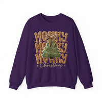 Merry Merry Merry Christmas, Faux Latch Hook Yarn – Gildan Heavy Blend | Trendy Women’s Soft Sweatshirt. Direct to Garment. Printed & Shipped in the USA. Unisex Sizes.