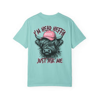 Head Heffa Highland Cow, Front & Back Print - Comfort Colors | Trendy Women's T-Shirt. Direct to Garment. Printed & Shipped in the USA. Unisex Sizes.