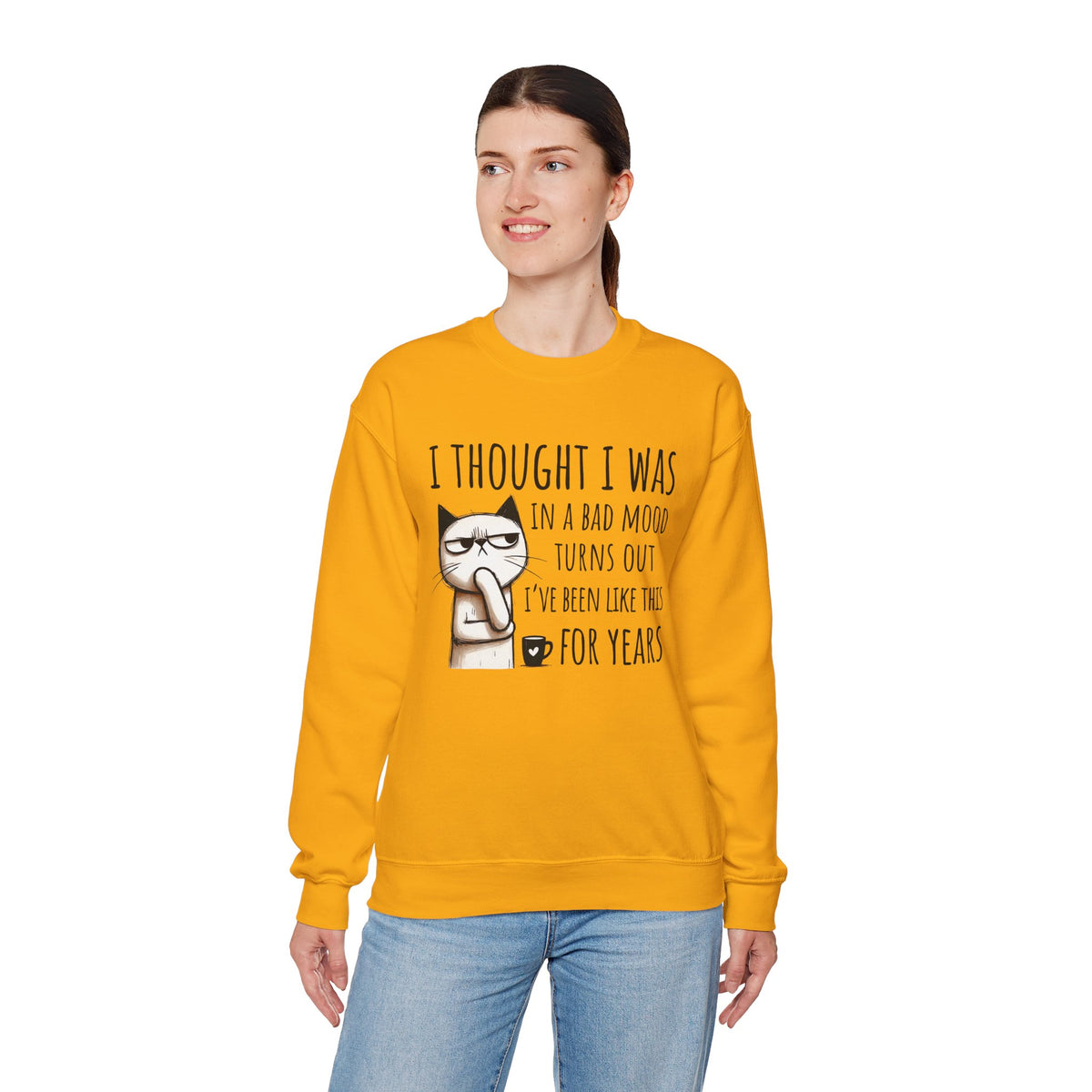 I Thought I Was In A Bad Mood, Grumpy Cat – Gildan Heavy Blend | Trendy Men's and Women’s Soft Sweatshirt. Direct to Garment. Printed & Shipped in the USA. Unisex Sizes.