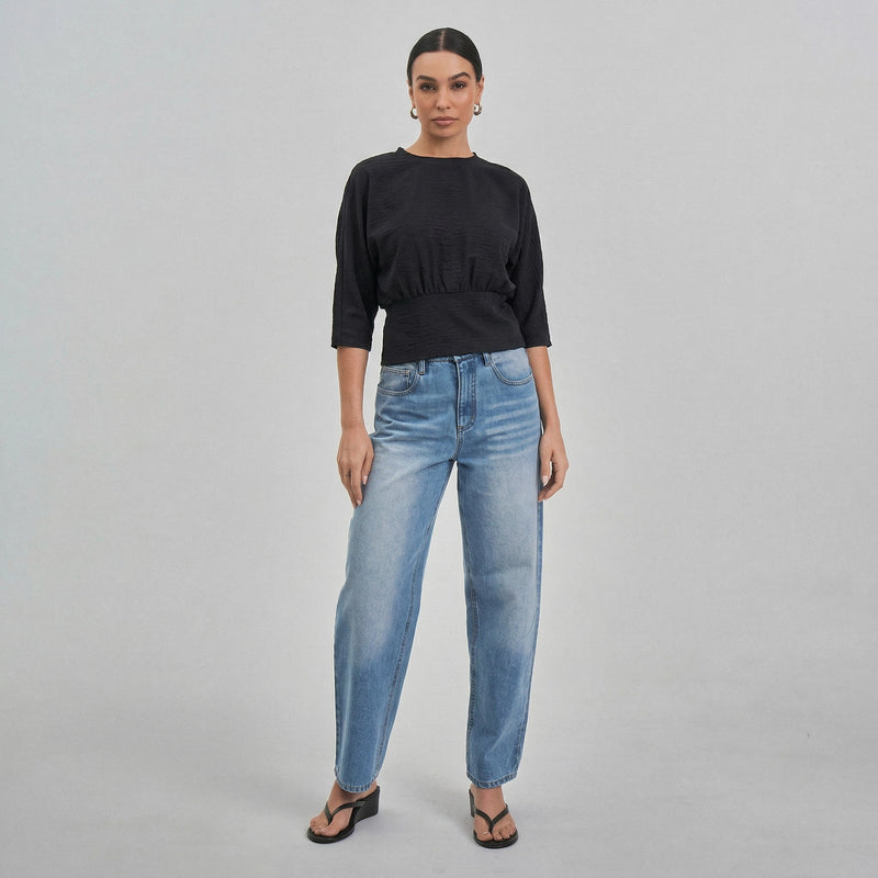 Jaclyn (Black) 3/4 Sleeve 94% Cotton Top