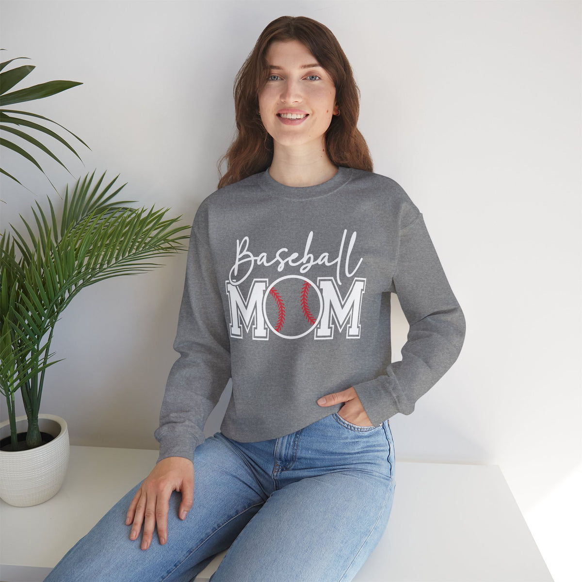Baseball Mom – Gildan Heavy Blend | Trendy Women’s Soft Sweatshirt. Direct to Garment. Printed & Shipped in the USA. Unisex Sizes.
