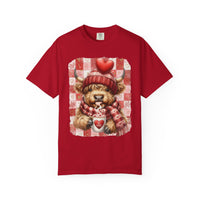 Highland Cow Be Mine, Red Checkered - Comfort Colors | Trendy Women's T-Shirt. Direct to Garment. Printed & Shipped in the USA. Unisex Sizes.