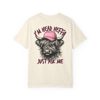 Head Heffa Highland Cow, Front & Back Print - Comfort Colors | Trendy Women's T-Shirt. Direct to Garment. Printed & Shipped in the USA. Unisex Sizes.