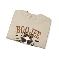 BooJee Ghost with Coffee - Halloween – Gildan Heavy Blend | Trendy Women’s Soft Sweatshirt. Direct to Garment. Printed & Shipped in the USA. Unisex Sizes.