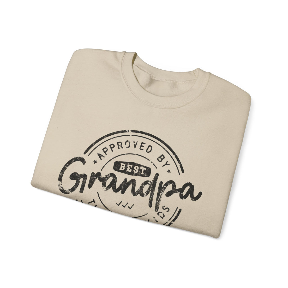 Best Grandpa, Approved by the Grandkids – Gildan Heavy Blend | Trendy Men's Soft Sweatshirt. Direct to Garment. Printed & Shipped in the USA. Unisex Sizes.