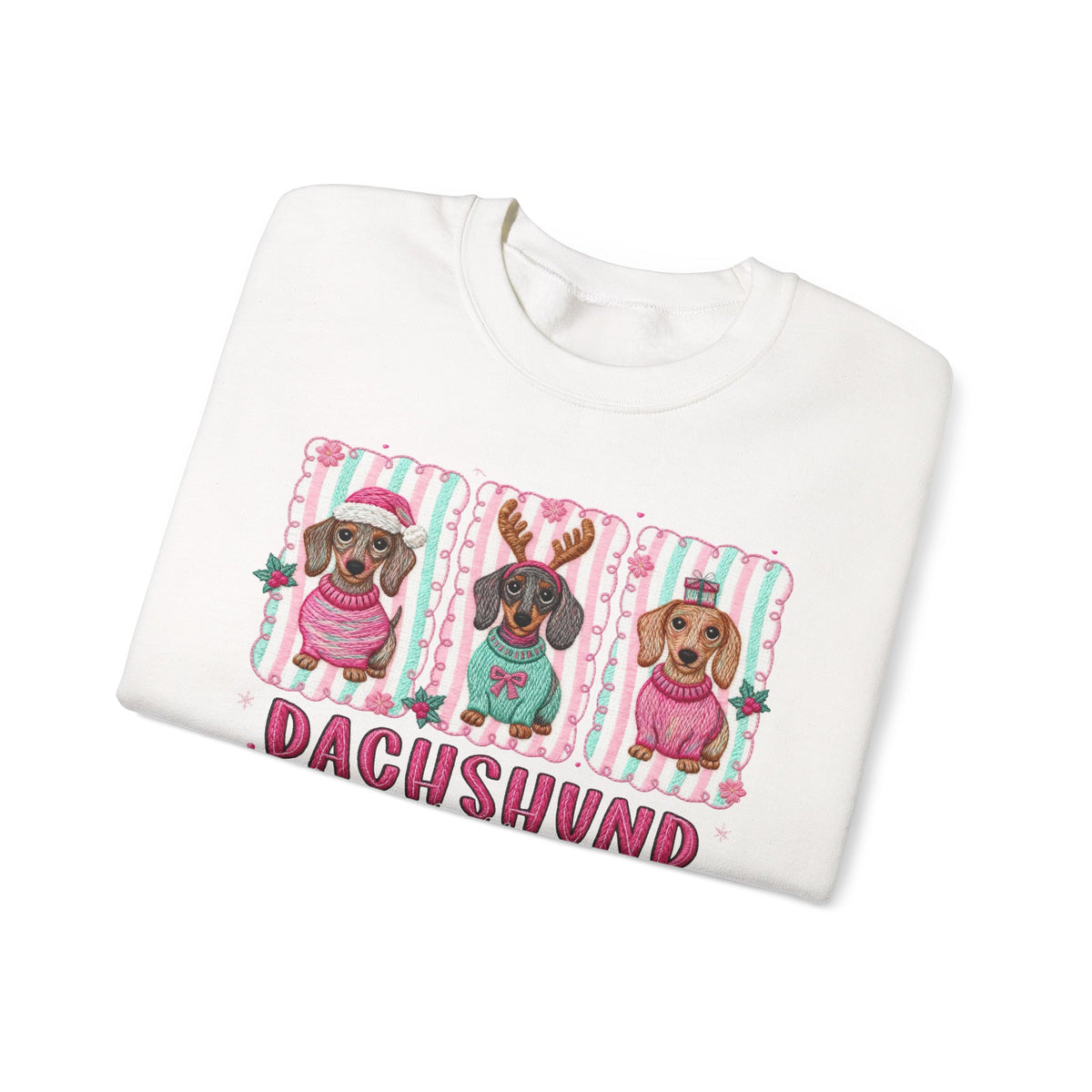 Dachshund Through the Snow – Gildan Heavy Blend | Trendy Women’s Soft Sweatshirt. Direct to Garment. Printed & Shipped in the USA. Unisex Sizes.