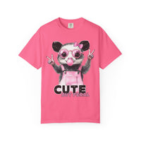 Cute But Feral, Possum in Pink Bibs - Comfort Colors | Trendy Women's T-Shirt. Direct to Garment. Printed & Shipped in the USA. Unisex Sizes.