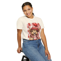 Highland Cow Be Mine, Red Checkered - Comfort Colors | Trendy Women's T-Shirt. Direct to Garment. Printed & Shipped in the USA. Unisex Sizes.