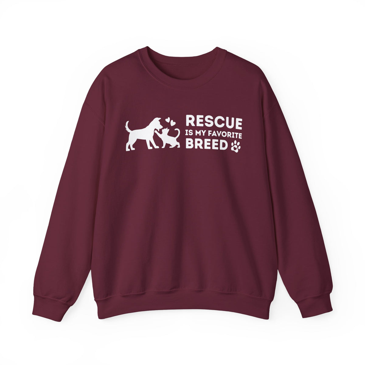 Rescue Is My Favorite Breed *This Shirt Saves Lives* – Gildan Heavy Blend | Trendy Men's and Women’s Soft Sweatshirt. Direct to Garment. Printed & Shipped in the USA. Unisex Sizes.
