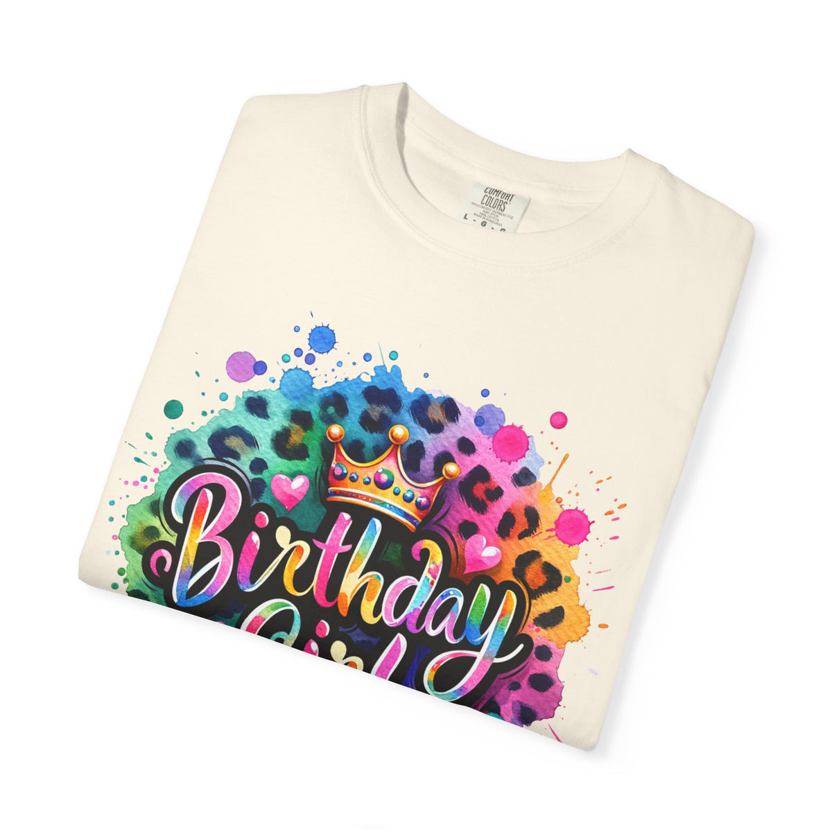 Birthday Girl, Neon Leopard - Comfort Colors | Trendy Women's T-Shirt. Direct to Garment. Printed & Shipped in the USA. Unisex Sizes.