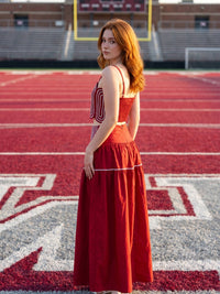 Lightweight Crimson Red (98% Cotton) Cropped Top & Skirt Set
