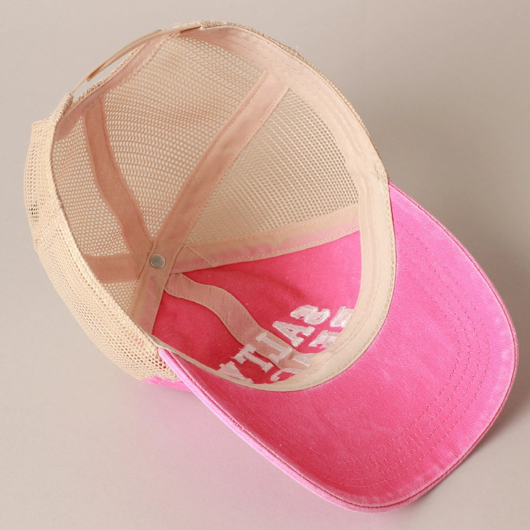 Salty Beach (Hot Pink) Embroidered Mesh-Back Hat