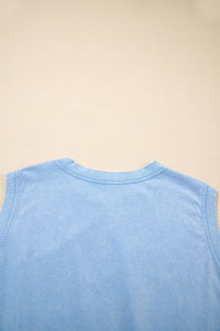 Myosotis 2 Pieces Mineral Wash Cotton Tank Top Lined Split Skirt Set