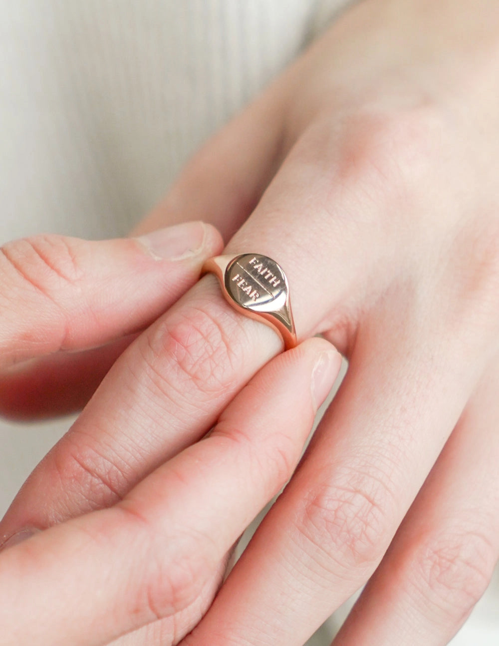 "Faith Over Fear" Rose Gold-Colored Ring