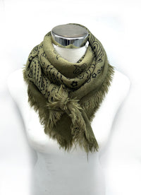 Lauren (Olive) Paisley Pattern Scarf, Imported from France