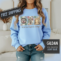 A Lot Can Happen In 3 Days - He is Risen – Gildan Heavy Blend | Trendy Women’s Soft Sweatshirt. Direct to Garment. Printed & Shipped in the USA. Unisex Sizes.