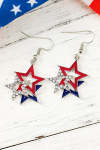 Red White & Blue Star Dangle Earrings