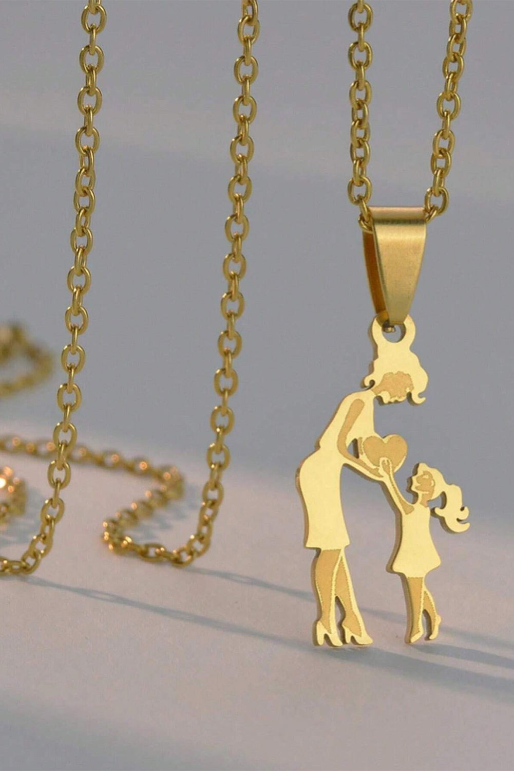 Mother - Daughter Heart Pendant Necklace (Alloy)