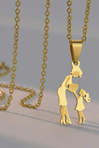 Mother - Daughter Heart Pendant Necklace (Alloy)
