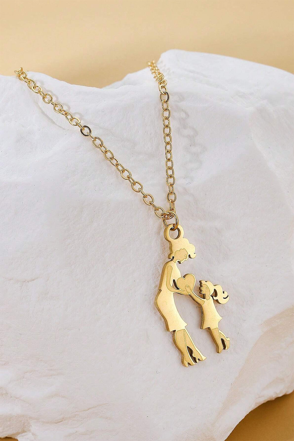 Mother - Daughter Heart Pendant Necklace (Alloy)