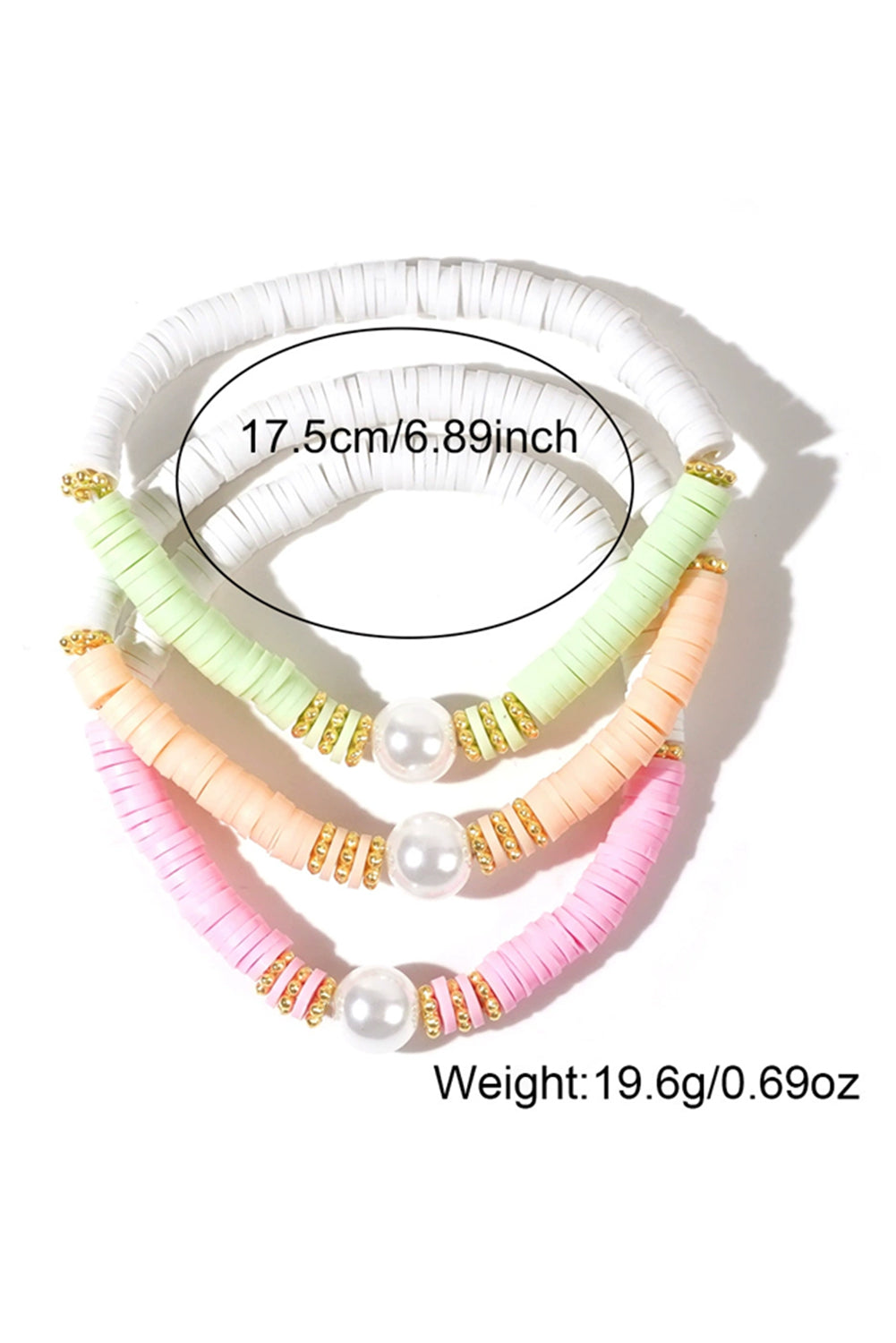 Bohemian Style Pink, Green & Orange Stretch Bracelet Set