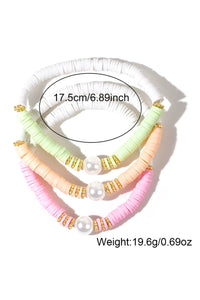 Bohemian Style Pink, Green & Orange Stretch Bracelet Set