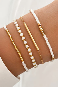 Tiny Beaded Multi-Layer Faux Gold Bracelet Set
