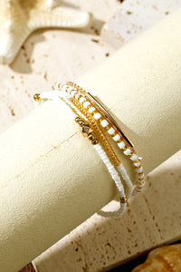 Tiny Beaded Multi-Layer Faux Gold Bracelet Set