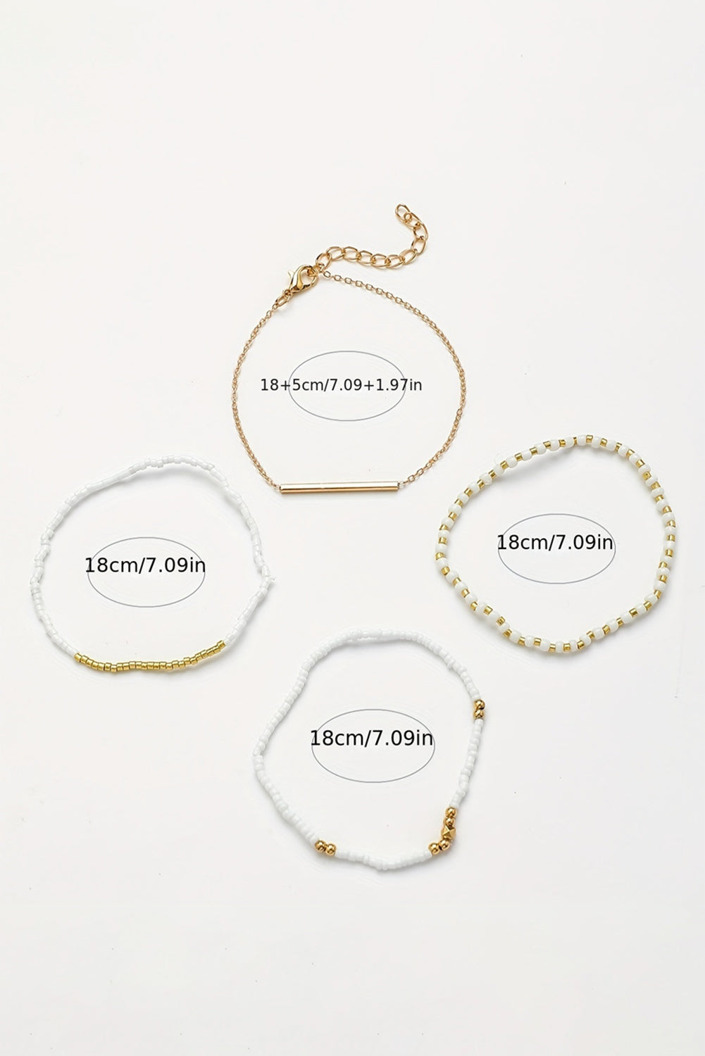 Tiny Beaded Multi-Layer Faux Gold Bracelet Set