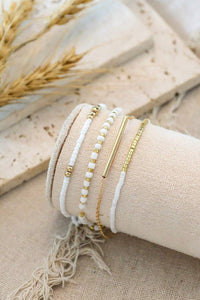 Tiny Beaded Multi-Layer Faux Gold Bracelet Set