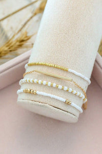 Tiny Beaded Multi-Layer Faux Gold Bracelet Set