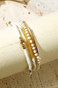 Tiny Beaded Multi-Layer Faux Gold Bracelet Set