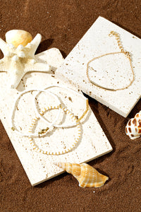 Tiny Beaded Multi-Layer Faux Gold Bracelet Set