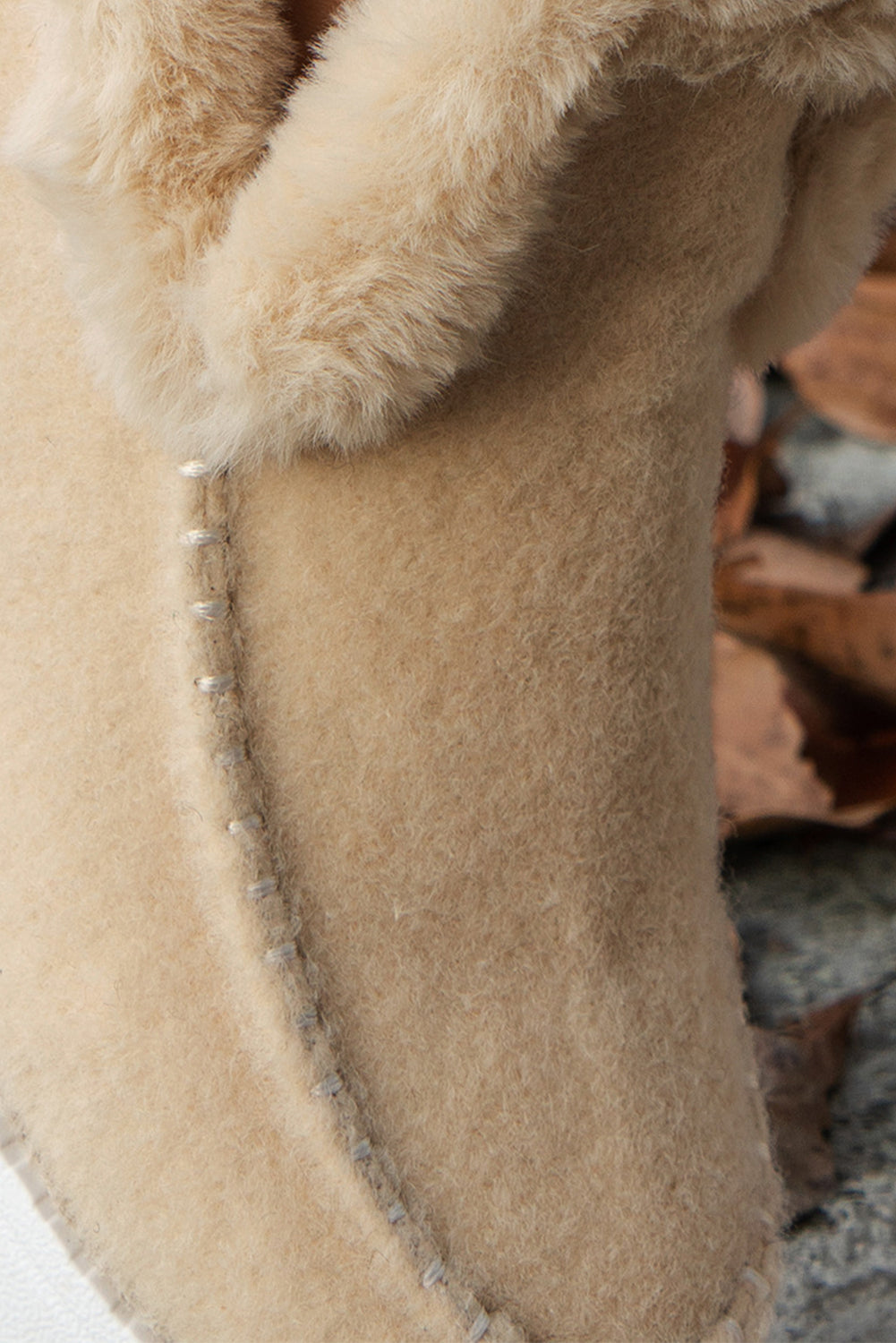 Light Brown Patchwork Plush-Lined Slip-On Anklet Shoes