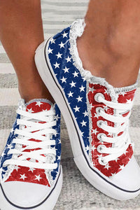 American Flag Printed w/Fray Detail Shoes