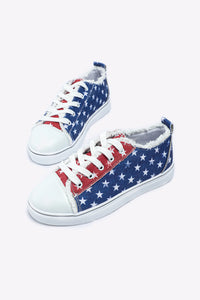 American Flag Printed w/Fray Detail Shoes