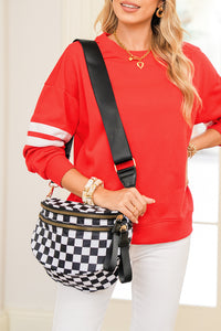 Checkered (Black & White) Wide Strap Large Crossbody Bag