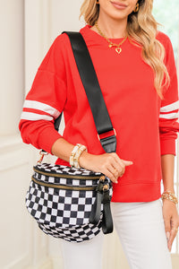 Checkered (Black & White) Wide Strap Large Crossbody Bag