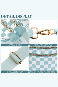 Checkered (Light Blue & White) Wide Strap Large Crossbody Bag