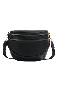 Black Faux Leather Crossbody Bag
