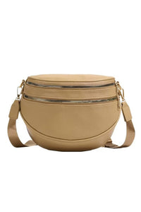 Tan Faux Leather Crossbody Bag