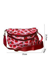 Pink & Red Strawberry Wide Strap Large Crossbody Bag