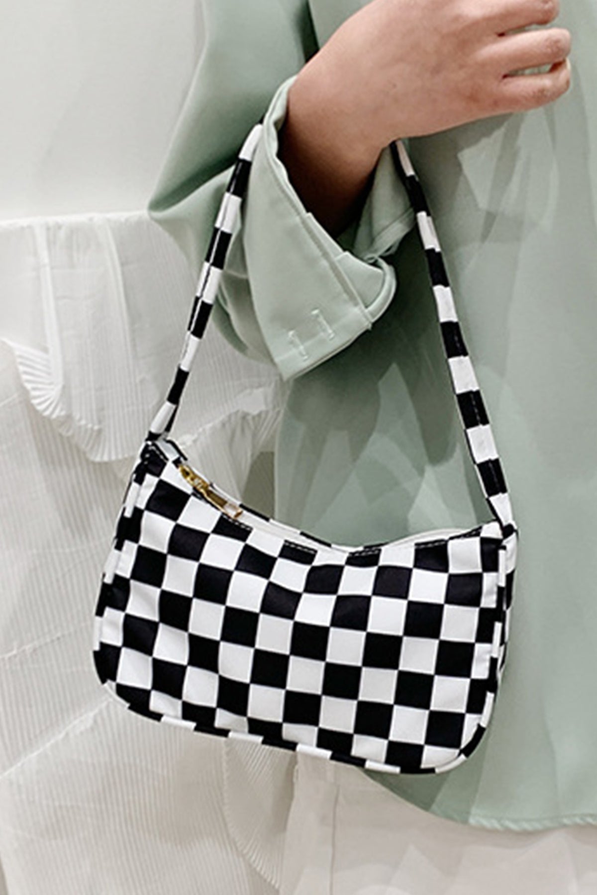 Black & White Checkered SMALL Shoulder Bag - Great for Kids!