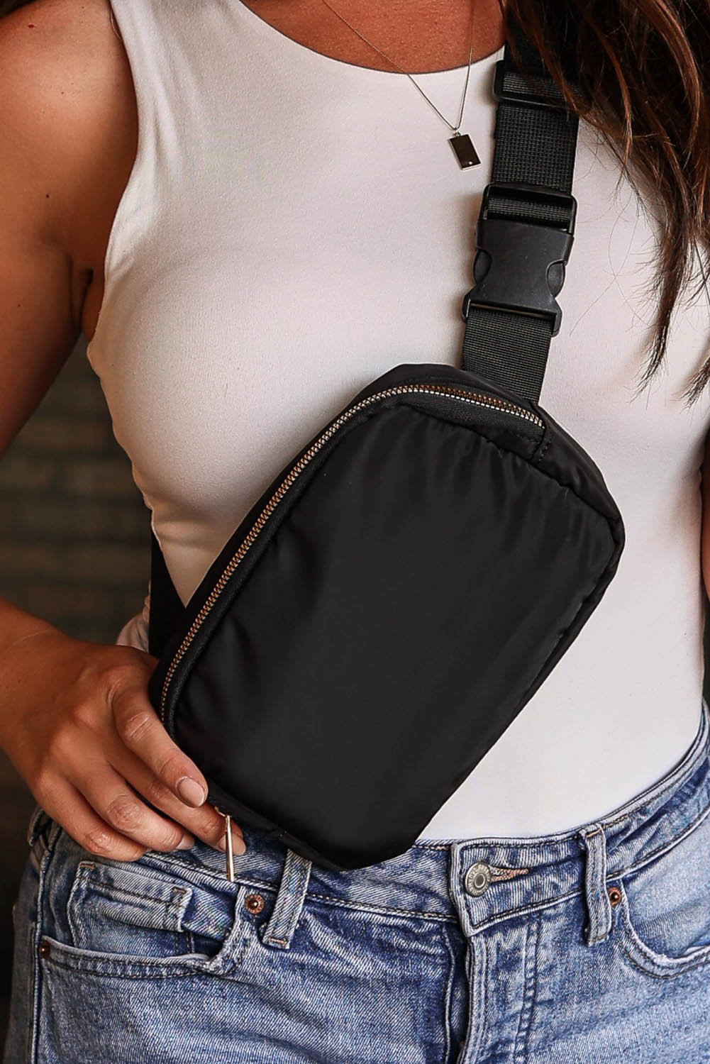 Waterproof (Black) Zipped Crossbody Bag