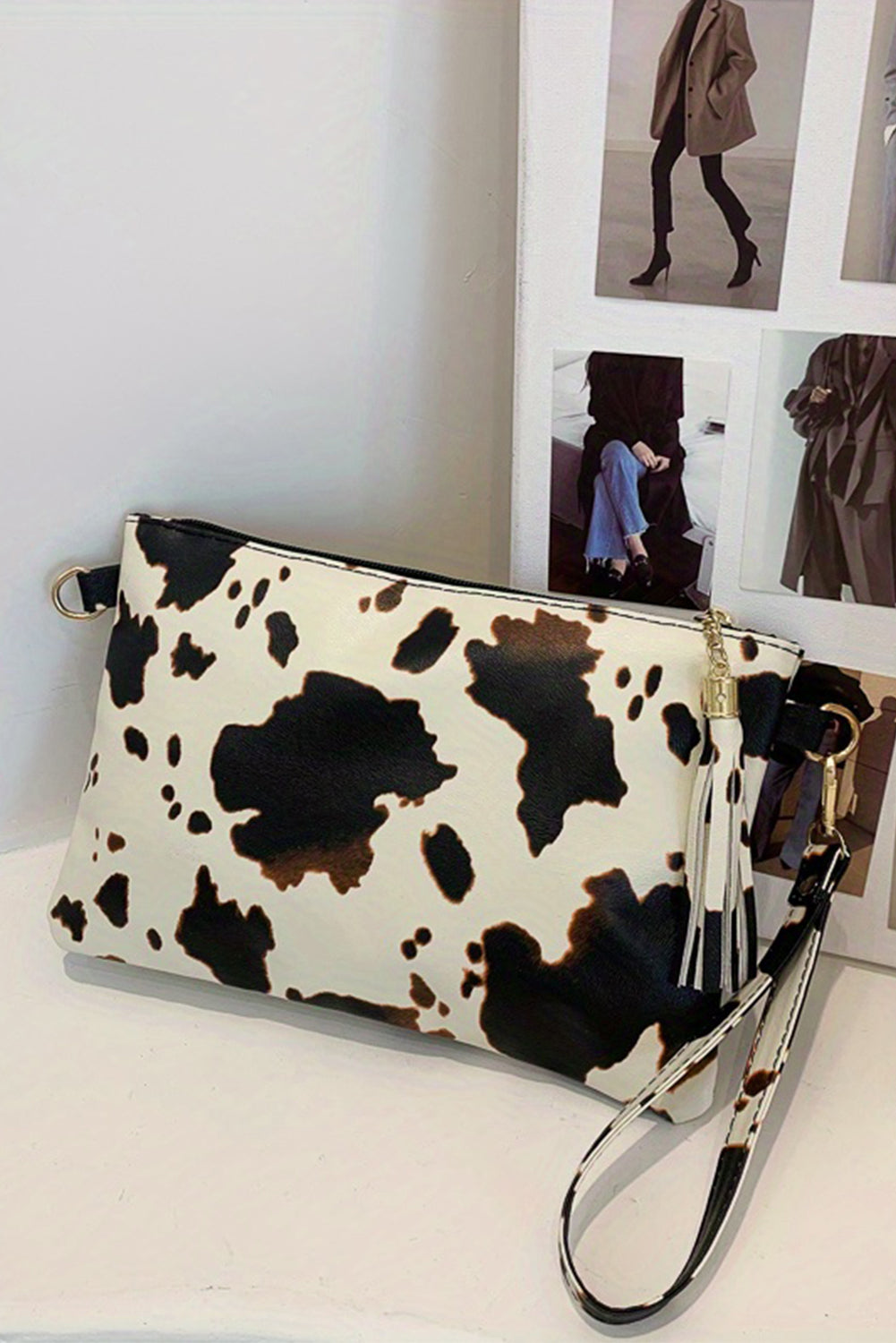 Cow Print Wallet/Handbag with Wrist Strap
