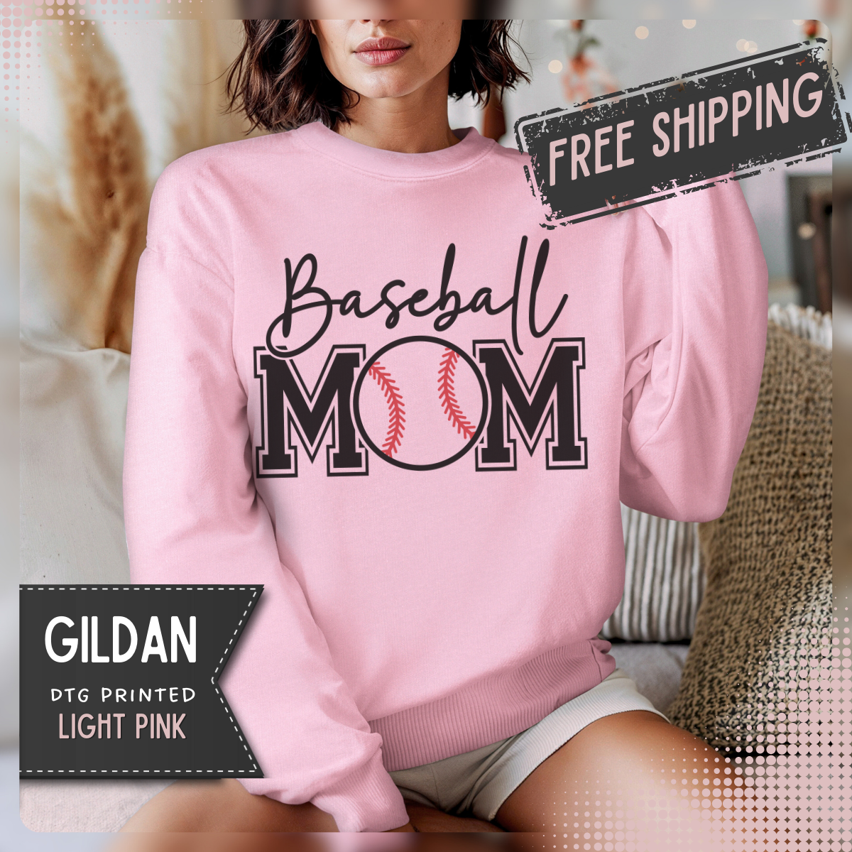 Baseball Mom – Gildan Heavy Blend | Trendy Women’s Soft Sweatshirt. Direct to Garment. Printed & Shipped in the USA. Unisex Sizes.
